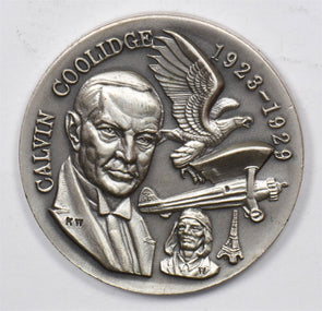 Silver Art Round Calvin Coolidge Sterling Silver Medal 1.059oz U0754