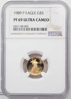 1989-P $25 1/2oz Gold Eagle Proof P$25 NGC PF69 ULTRA CAMEO NG1995#