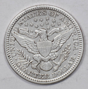 1902 Barber Quarter 90% silver AU U0768