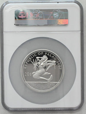 Palau 2002 S$20 Silver 5oz PROOF 70 Ultra Cameo Jellyfish Marine Life Protection