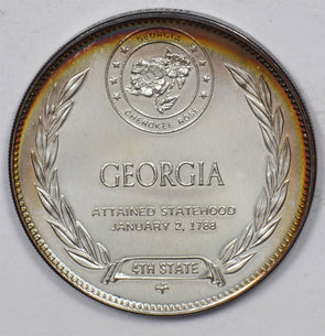 Silver Art Round The Peach State Georgia 14.4 Gram Sterling U0735