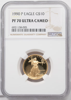 1990-P $10 1/4oz Gold Eagle NGC PF70 ULTRA CAMEO NG2000