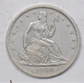 1860-O Seated Liberty Half Dollar 90% silver AU U0764