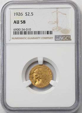 US 1926 $2.5 NGC AU58 Gold Indian head Quarter Eagle NG1929 combine shipping