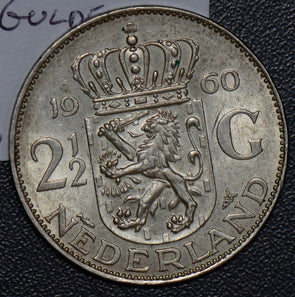 Netherlands 1960 2 1/2 Gulden silver UNC 190525 combine shipping