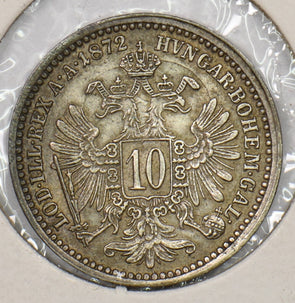 Austria 1872 10 Kreuzer Silver ASW: 0.0214oz 199727 combine shipping