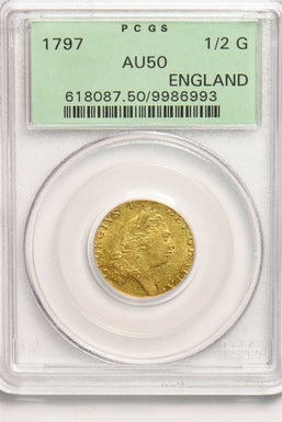 Great Britain 1797 1/2 Guinea gold PCGS AU50 PC1174 combine shipping