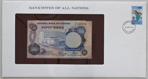 Nigeria 1990 50 Kobo Bank notes of all nations. 20 Kobo stamp RC0542 combine shi