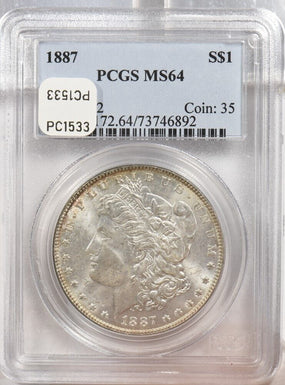 1887 Morgan Dollar Silver Morgan dollar PCGS MS64 PC1533