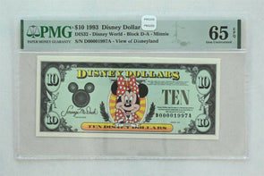 1993 10 Dollars PMG Gem Uncirculated 65EPQ DIS32. Minnie. View of Disneyland P