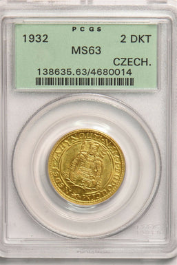 Czechoslovakia 1932 2 Ducats gold PCGS MS63 PC1178 combine shipping