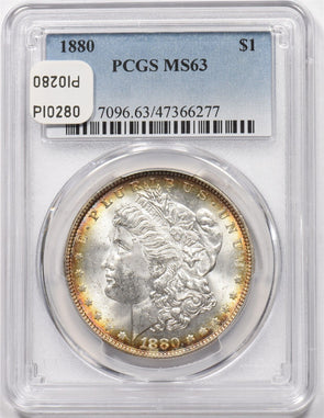 1880 Morgan Dollar SilverStunning Toning PCGS MS63 PI0280