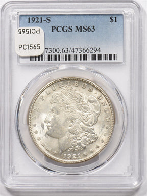 1921-S Morgan Dollar Silver PCGS MS63 PC1565