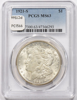 1921-S Morgan Dollar Silver PCGS MS63 PC1566