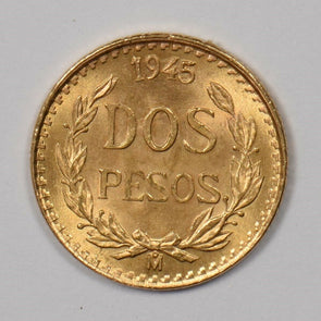 Mexico 1945 2 Pesos gold CHBU+ GOLD 0.900 GL0209 combine shipping