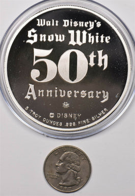 1987 Proof "Dopey" Disney Snow White 50th Anniv 5oz pure silver BU0742 combin