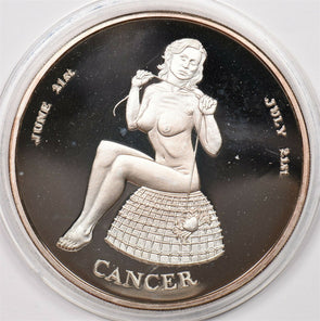 1970 ca naked woman Proof Cancer Zodiac beauties 5oz pure silver connoisours c