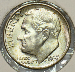 1957 Roosevelt Dime 90% silver Gem BU U0288