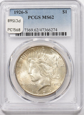 1926-S Peace Dollar Silver Stunning Toning PCGS MS62 PC1568