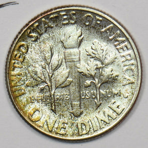 1957 Roosevelt Dime 90% silver Lightly tone. Light color Gem BU U0281