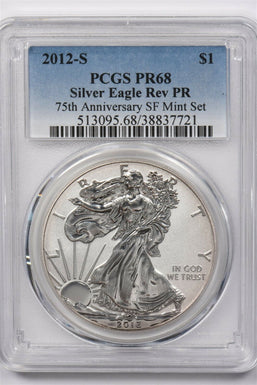 2012 Dollar silver PCGS PR68 Silver Eagle Rev PR 75th Anniversary SF Mint Set