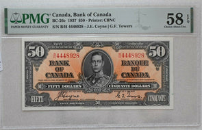 Canada 1937 50 Dollars PMG AU58 EPQ BC-26c PM0148 combine shipping