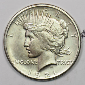 1921 Peace Dollar Silver High relief BU MS+ U0294