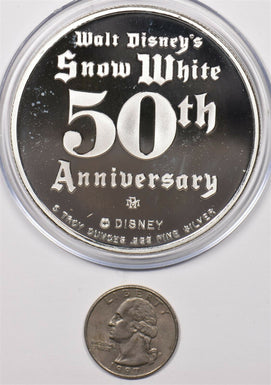 1987 Proof Disney Snow White 50th Anniv 5oz pure silver BU0743 combine shippi