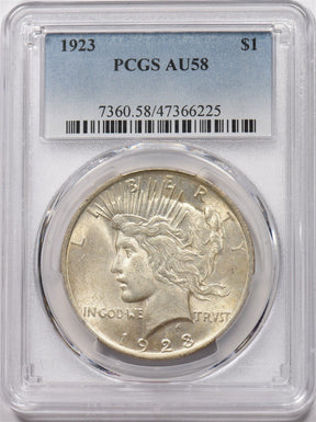 1923 Peace Dollar Silver PCGS AU58 PI0302