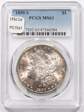 1890-S Morgan Dollar Silver Stunning Toning PCGS MS63 PC1561