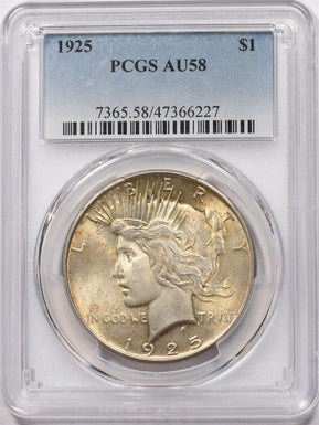 1925 Peace Dollar Silver Stunning Toning PCGS AU58 PI0303