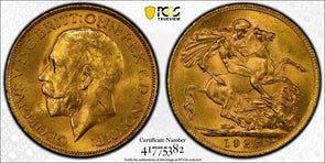 South Africa 1918 P 1/2 Sovereign gold PCGS MS64 Perth strong struck and luster