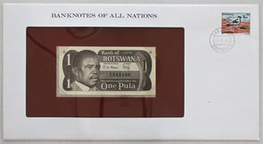 Botswana 1986 Pula Bank notes of all nations. 35 t stamp RC0552 combine shipping