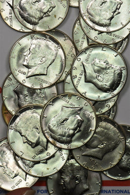 1965 ~9 Kennedy Half Dollar Roll of 20 silver UNC+ BU0675 combine shipping