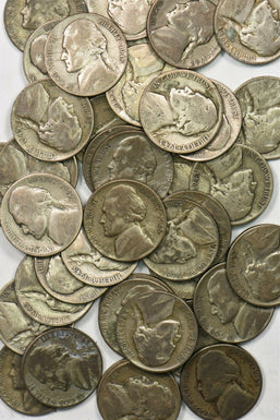 1942 ~45 Jefferson Nickel 5 Cents roll of 40 pcs War time nickel BU0614 combine