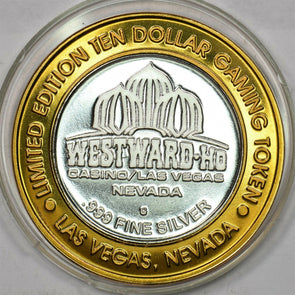 1990 's Casino Chip Token silver Mad Dog VaChone Westward Ho! Las Vegas $10 sil