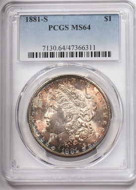 1881-S Morgan Dollar Silver Stunning Toning PCGS MS64 PC1588