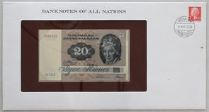 Denmark 1981 20 Kroner Bank notes of all nations. 1,60 Kroner stamp RC0538 Bird