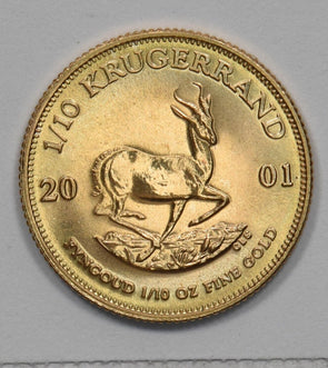 2001 Gold South Africa Krugerrant 1/10oz Gem Bu GL0313