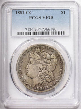 1881-CC Morgan Dollar Silver PCGS VF20 PC1593