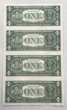 US 2003 Federal Reserve Notes Small A Dollar Uncut sheet of 4 Ch CU BL0017 combi