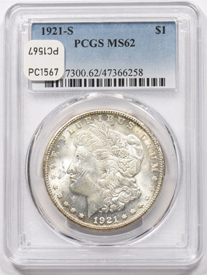 1921-S Morgan Dollar Silver PCGS MS62 PC1567