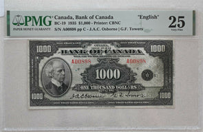 Canada 1935 1000 Dollars PMG VF25 BC-19 PM0147 combine shipping