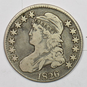 1826 Capped Bust Half Dollar 90% silver Fine to VF U0291