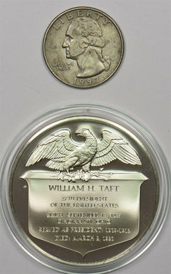 1980 's Medal Proof William H Taft in capsule 1.2oz pure silver Franklin Mint B